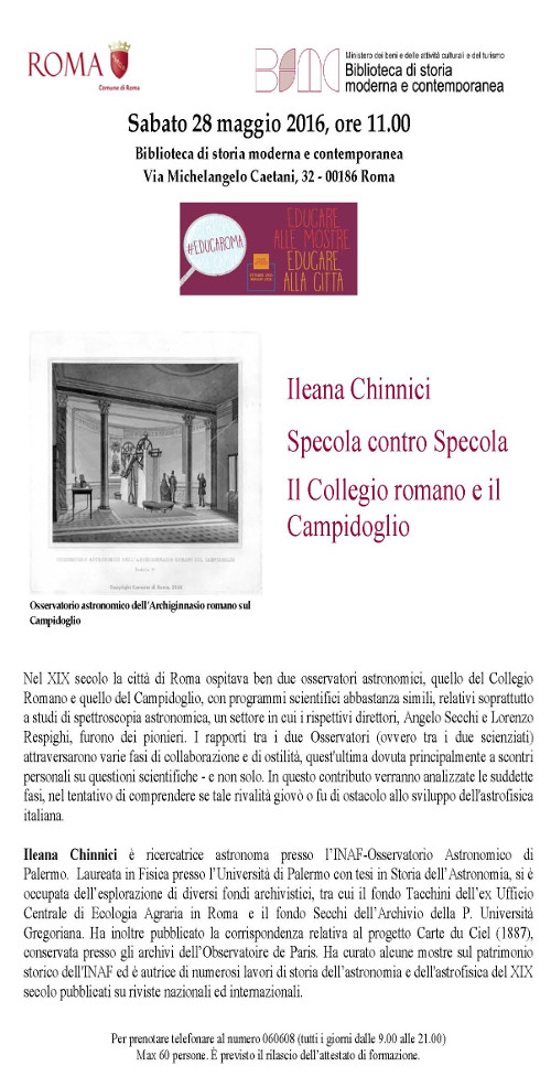 Ileana Chinnici Specola contro Specola Il Collegio romano e il Campidoglio