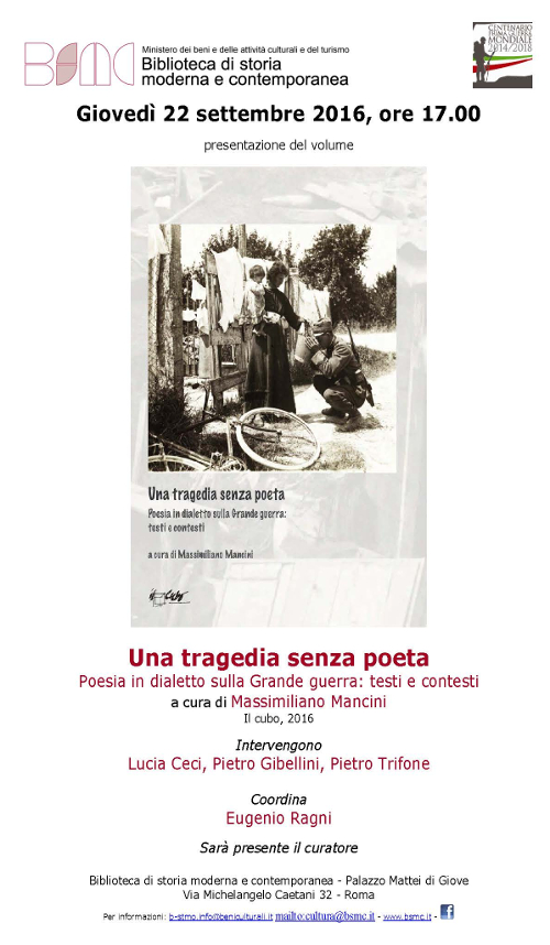 Una tragedia senza poeta. Poesia in dialetto sulla Grande guerra: testi e contesti