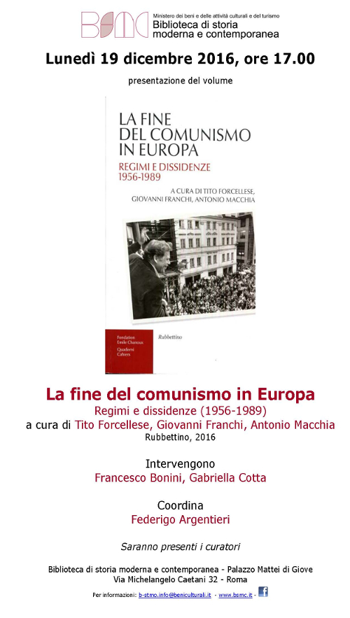 La fine del comunismo in Europa. Regimi e dissidenze (1956-1989)