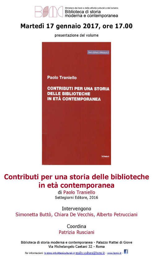 Contributi per una storia delle biblioteche in età contemporanea