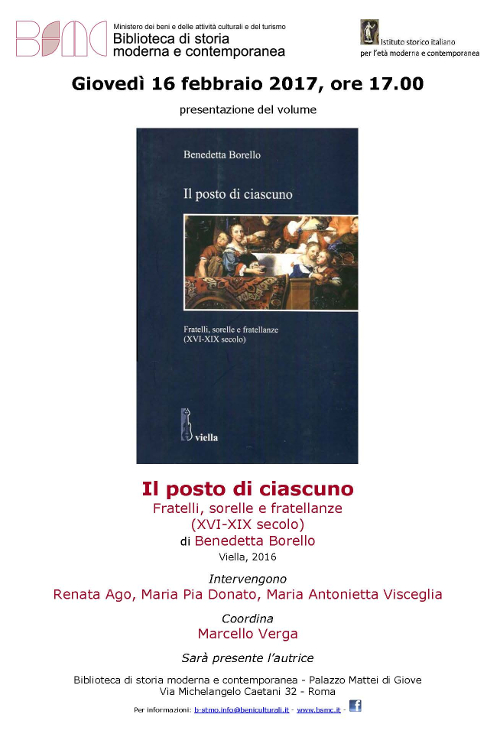 Il posto di ciascuno. Fratelli, sorelle e fratellanze (XVI-XIX secolo)