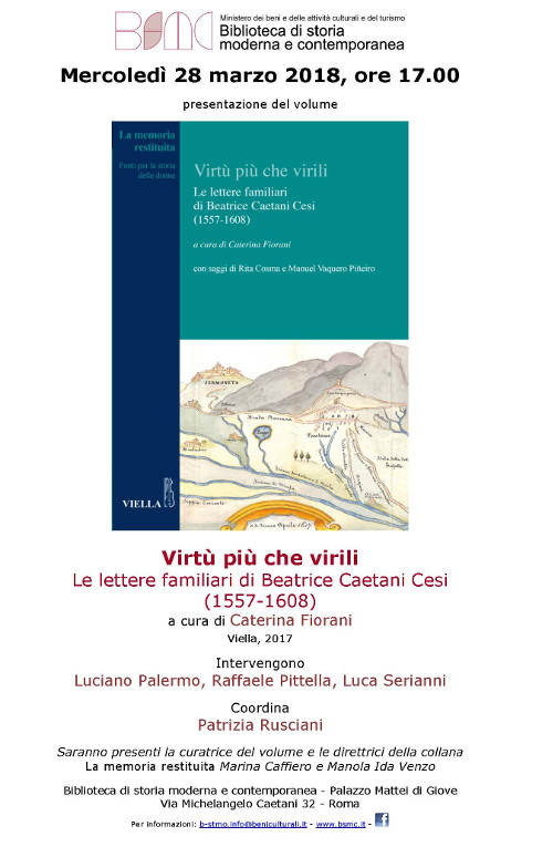 Virtù più che virili. Le lettere familiari di Beatrice Caetani Cesi (1557-1608)