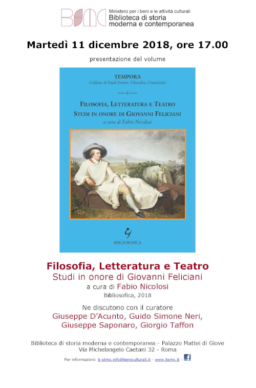Filosofia, Letteratura e Teatro. Studi in onore di Giovanni Feliciani