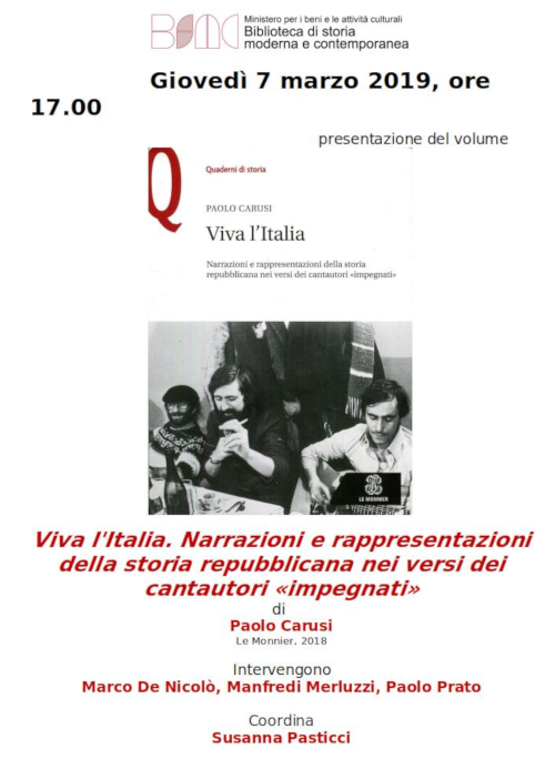 Viva l'Italia. Narrazioni e rappresentazioni della storia repubblicana nei versi dei cantautori «impegnati»
