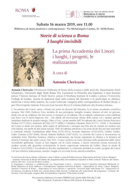 La prima Accademia dei Lincei: i luoghi, i progetti, le realizzazioni