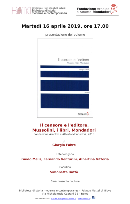 Il censore e l'editore. Mussolini, i libri, Mondadori