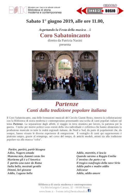 Partenze Canti dalla tradizione popolare italiana