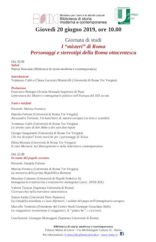 I "misteri" di Roma Personaggi e stereotipi della Roma ottocentesca