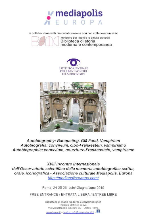 Autobiografia: convivium, cibo Frankenstein, vampirismo
