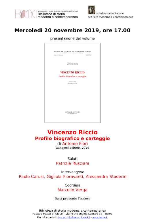 Vincenzo Riccio. Profilo biografico e carteggio