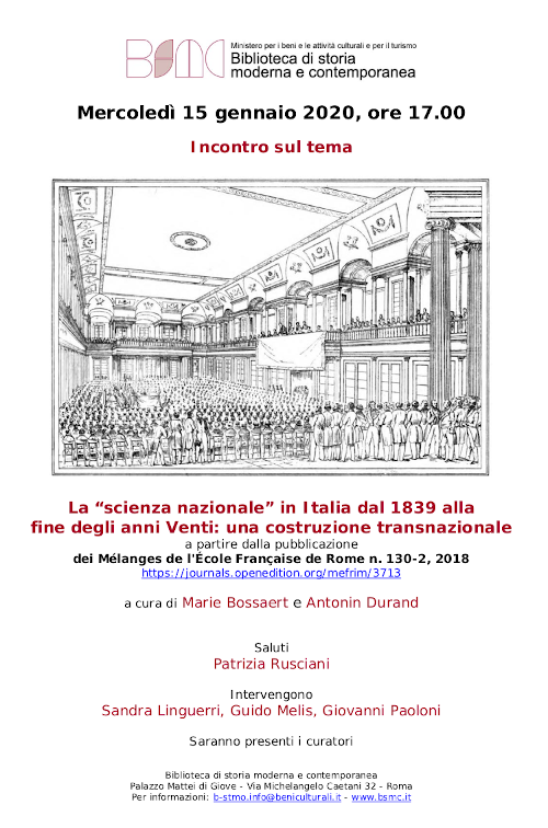 La scienza nazionale in Italia dal 1839 alla fine degli anni Venti: una costruzione transnazionale