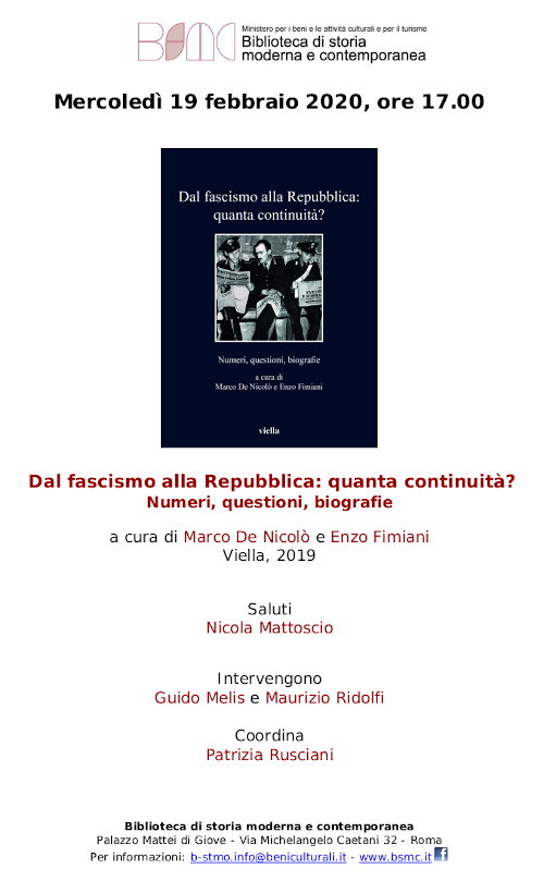 Dal fascismo alla Repubblica: quanta continuità? Numeri, questioni, biografie