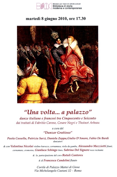 Danze italiane e francesi tra &rsquo;500 e &rsquo;600 - martedÃ¬ 8 giugno 2010, ore 17.30