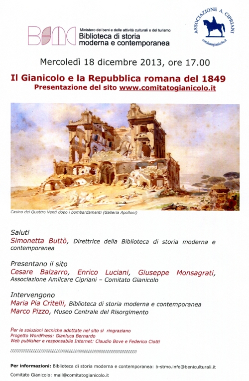 il gianicolo e la repubblica romana del 1849