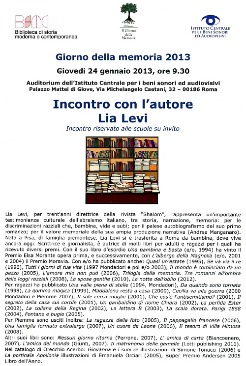 incontro con l&rsquo;autore lia levi