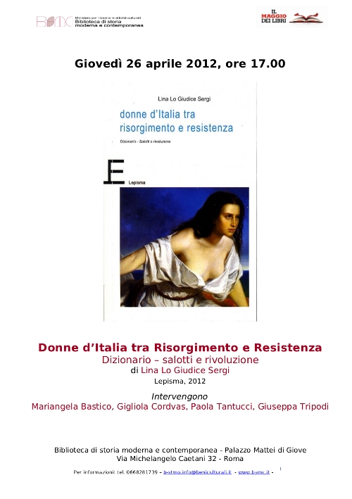 Donne d&rsquo;Italia tra Risorgimento e Resistenza